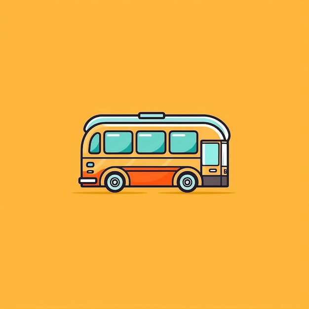 Minimalista ComicStyle Icona del design piatto di un autobus decorato per loghi ed elenchi IA generativa