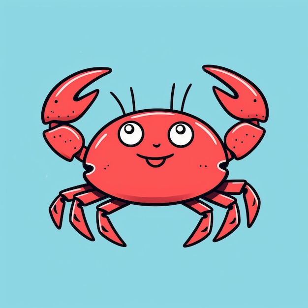 Minimalista crab cartoon Doodle Line Art