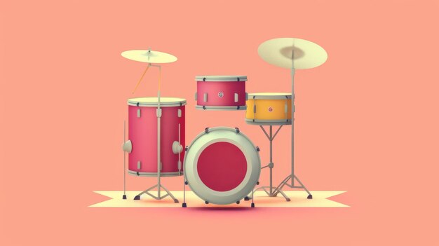 Minimalista degli anni '80 Drum Kit Icon Free 3d B3d Download