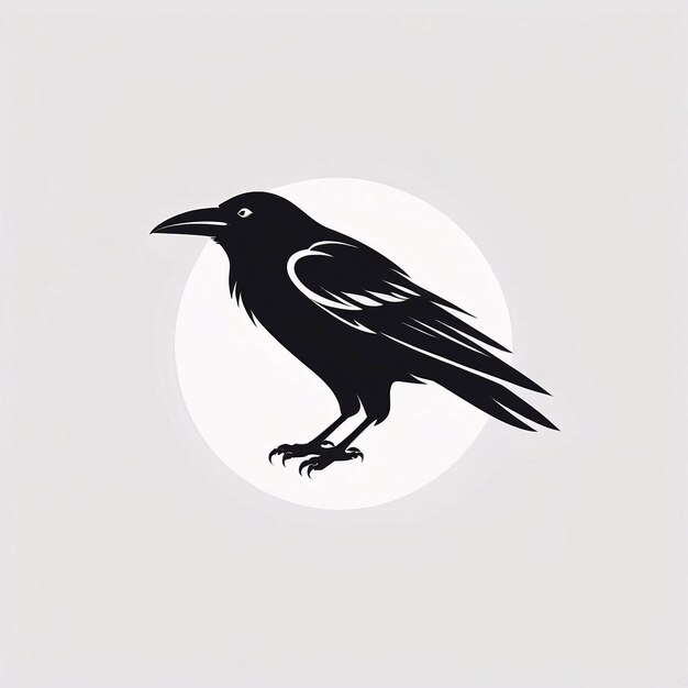 Minimalista elegante e semplice Raven Crow Illustrazione Logo Design Idea