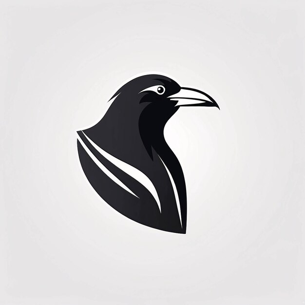 Minimalista elegante e semplice Raven Crow Illustrazione Logo Design Idea