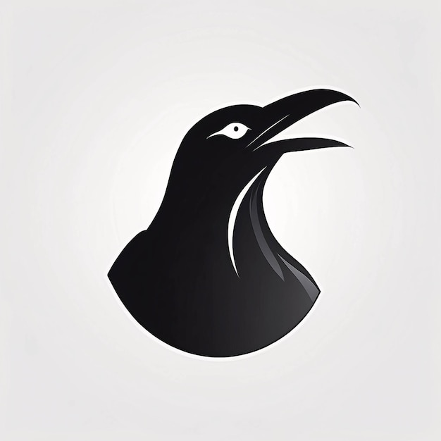 Minimalista elegante e semplice Raven Crow Illustrazione Logo Design Idea