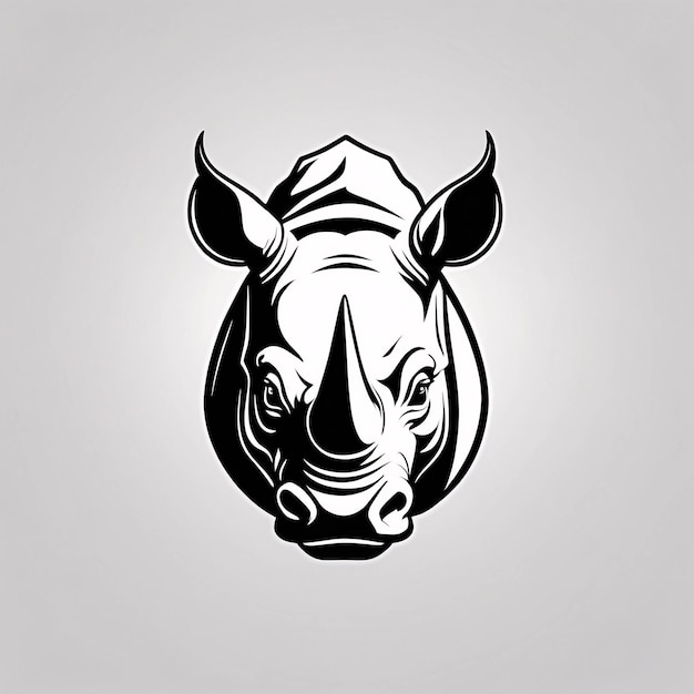 Minimalista elegante e semplice testa nera e bianca rinoceronte linea arte illustrazione logo idea di progettazione