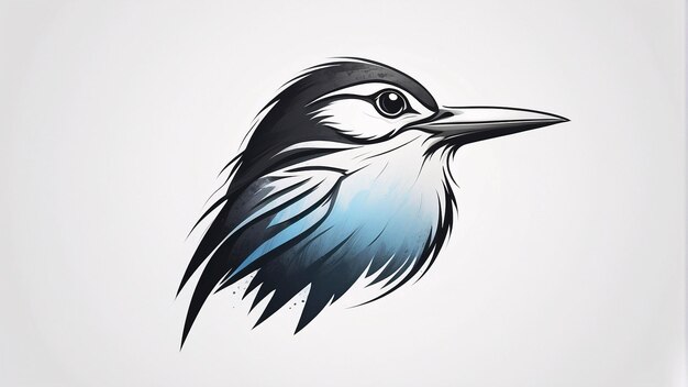Minimalista elegante e semplice uccello perch su un ramo di un albero Illustrazione Logo Design Idea
