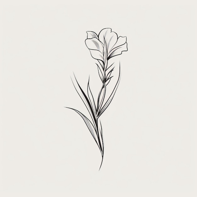 Minimalista Gladiolus Schizzo Disegno Mitico Art Nouveau Tattoo Design