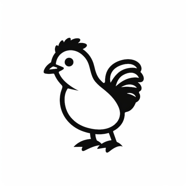Minimalista icona di pollo bianco e nero per l'estetica dell'amministrazione della sicurezza agricola