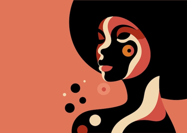Minimalista Mese della Storia Nera ritratto astratto di una celebra la bellezza e la forza di una donna