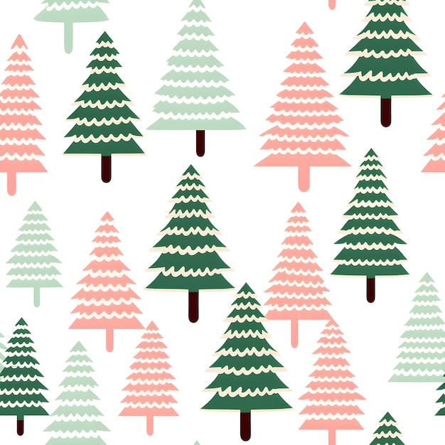 Minimalista Pastel Christmas Forest Seamless Pattern Generative AI