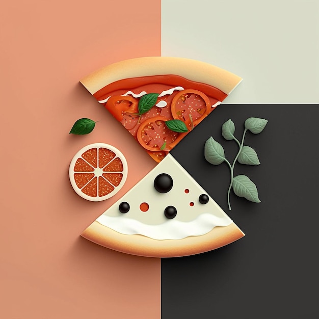 Minimalista Pizza Slice Generativo ai