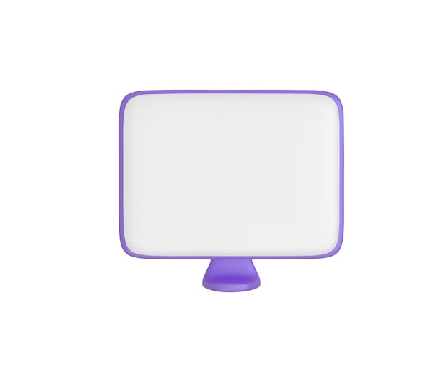 minimalistic desktop purple computer mockup white background website template blank screen mock up empty monitor for web design branding presentation 3d vector illustration