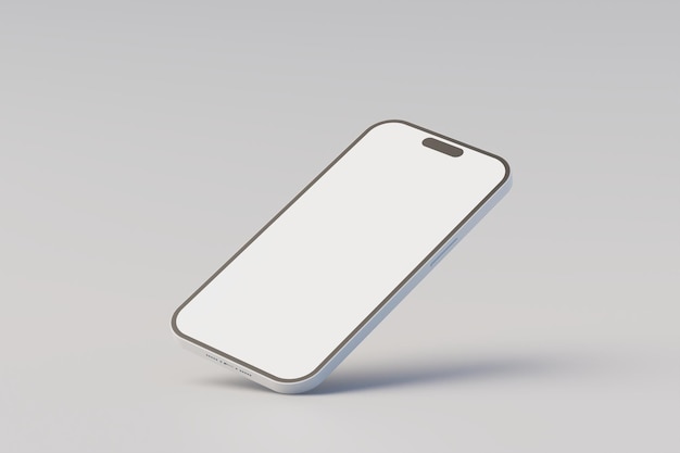 Minimo modello di telefono 3d su sfondo bianco rendering 3d