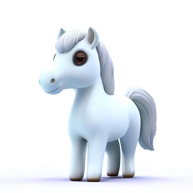 minuscolo cavallo bianco carino 3d generato AI