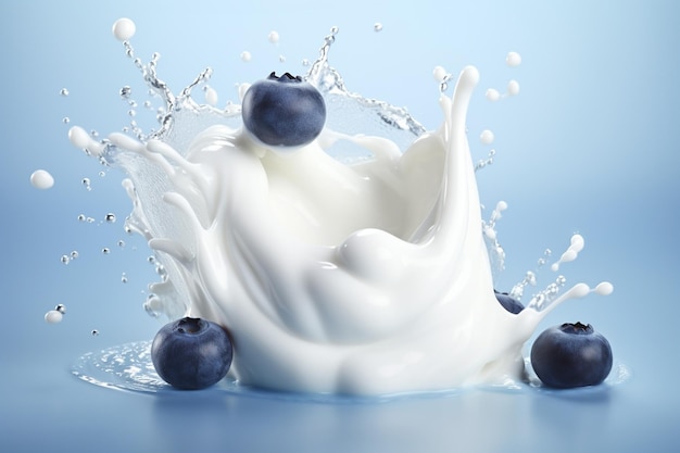 mirtillo maturo succoso con latte o yogurt