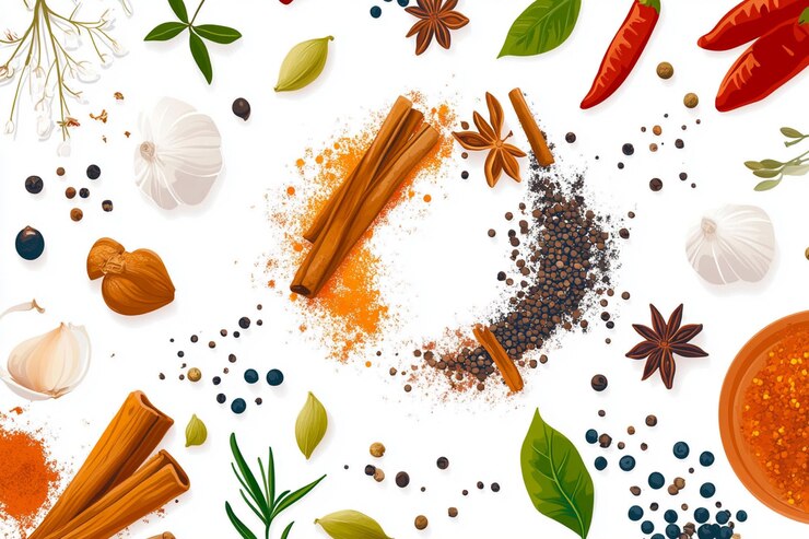 Foto miscela aromatica di spezie e erbe