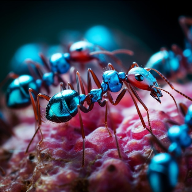 miscela di gradazione di formiche blu e rosa