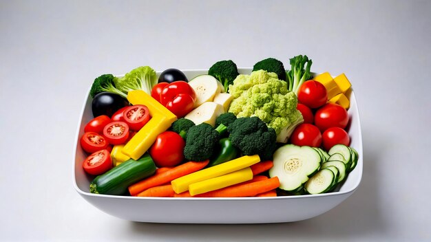 miscela di verdure cotte in una ciotola varietà di verdure alla griglia in una scodella su uno sfondo astratto