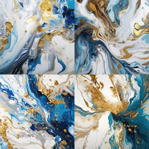 Miscela di vernice acrilica ondulata astratta in beige blu e struttura artistica astratta bianca multicolore b