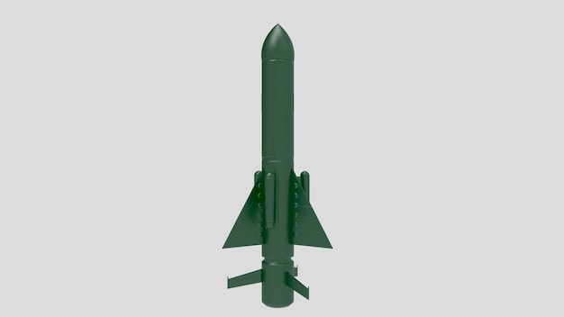 Missile a razzo guerra conflitto munizioni testata nucleare militar arma nucleare 3d illustrazione astronave