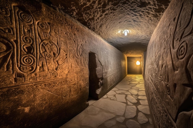 Misterioso tumulo funerario neolitico a Newgrange, Irlanda generativa IA