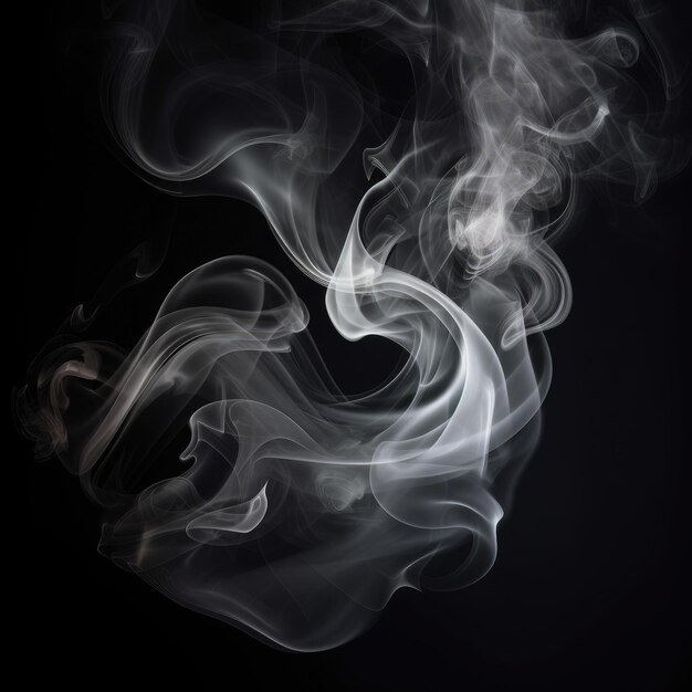Mistico fumo bianco isolato eleganza su uno sfondo nero