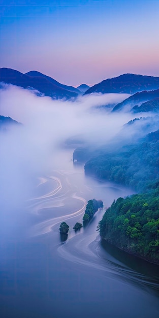 Mistico paesaggio fluviale con atmosfera incantevole