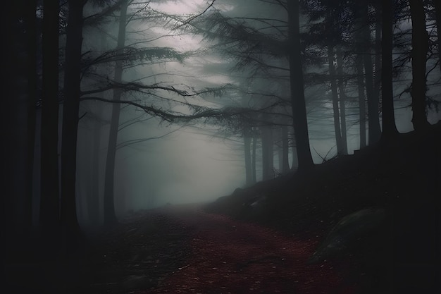 Misty Forest Autumn Dark Moody Testo della foto