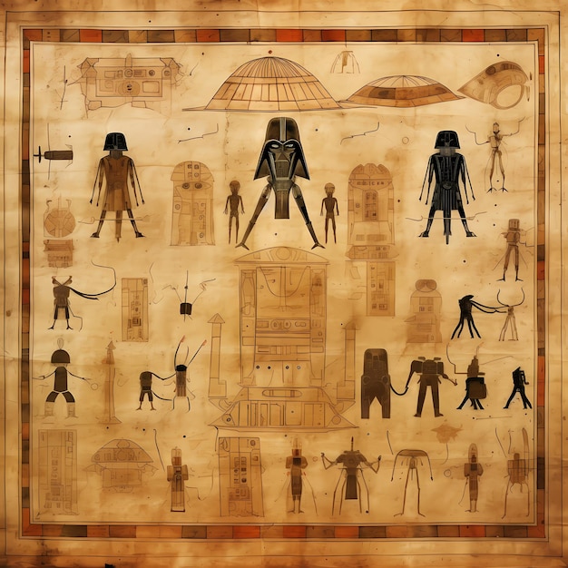 Mitologia della scena dell'antico Egitto Dei e faraoni Sculture geroglifiche sulle pareti esterne