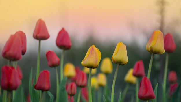 Mix di fiori di tulipano di colore Mix di fiori di tulipani in giardino Tulipani di colore misto Mix di fiori di tulipani primaverili