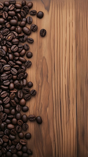 Mix di sfondo di caffè di diversi chicchi di caffè su superficie in legno Vertical Mobile Wallpaper