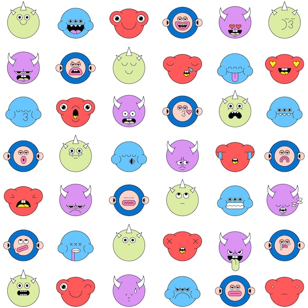 Mixed funky monster emoji sticker set trasparente png