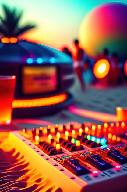 Mixer o DJ alla festa estiva in spiaggia