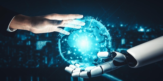 Mlb futura intelligenza artificiale e apprendimento automatico per un robot droide o cyborg