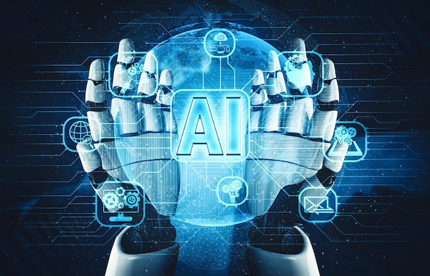 MLP Futura intelligenza artificiale e apprendimento automatico per robot droide AI o cyborg