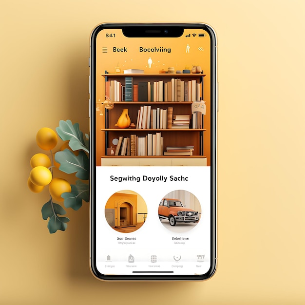 Mobile App Layout Design of Book Delivery with Bookshelf Inspired Layout and Earthy Colo Concepts