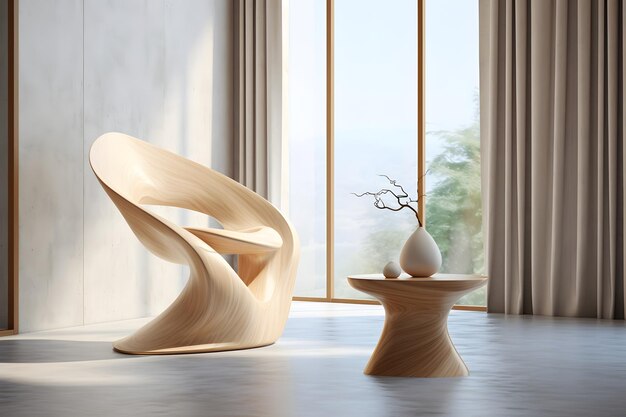 Mobili curvi sedie a uova mobili moderni 3d rendering sedie moderne mobili scandinavi legno
