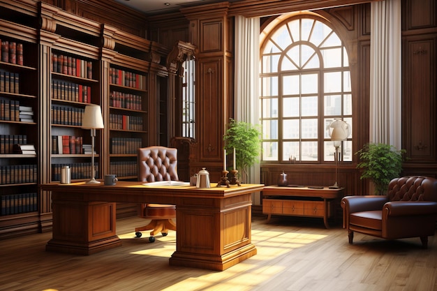 Mobili e libri in legno per interni classici per ufficio