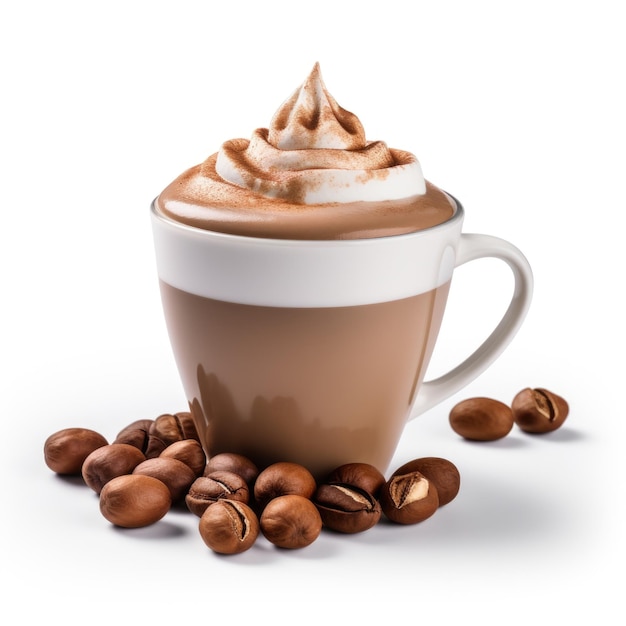 Mocha di nocciole isolata su sfondo bianco IA generativa