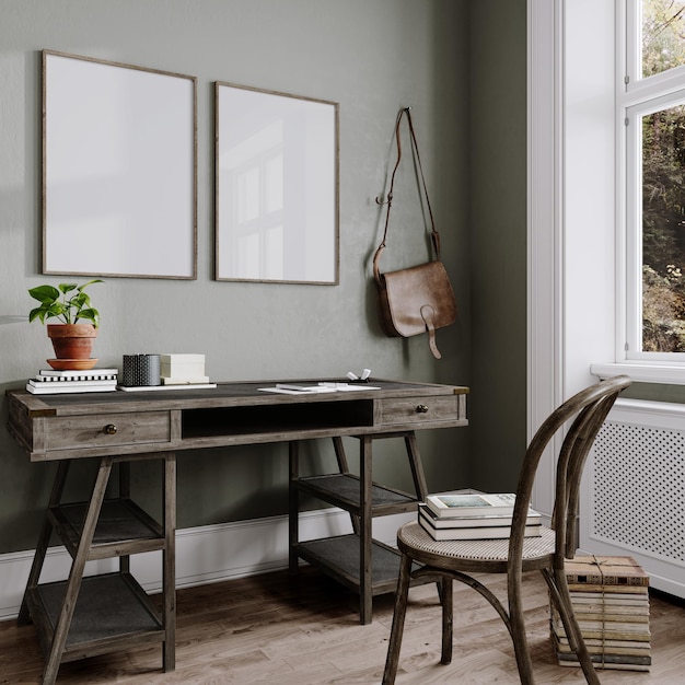 Mock up cornice per poster in moderno grigio casa interni in stile scandinavo 3d rendering