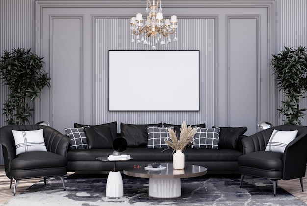 Mock up cornice poster nel moderno soggiorno con sfondo interno