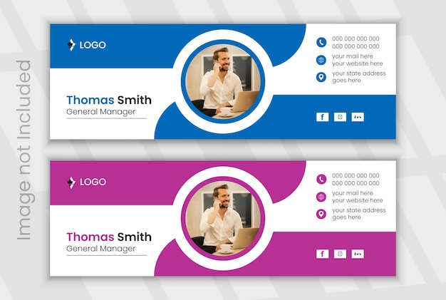 Mock up del vettore di progettazione della firma di posta elettronica creativa