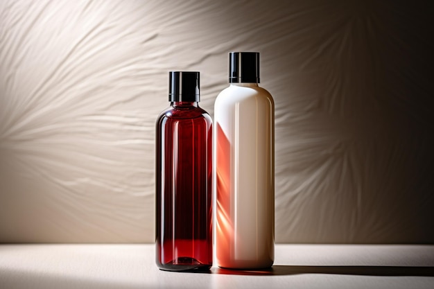 Mock-up di bottiglia fotorealistico per la presentazione del prodotto che mostra variazioni e dettagli di progettazione