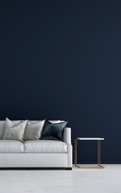 Mock up e decorazione e soggiorno e sfondo blu della parete