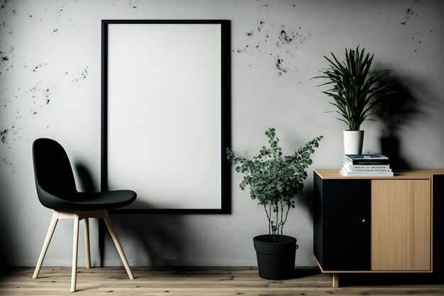 Mock up frame poster in una stanza con un design scandinavo