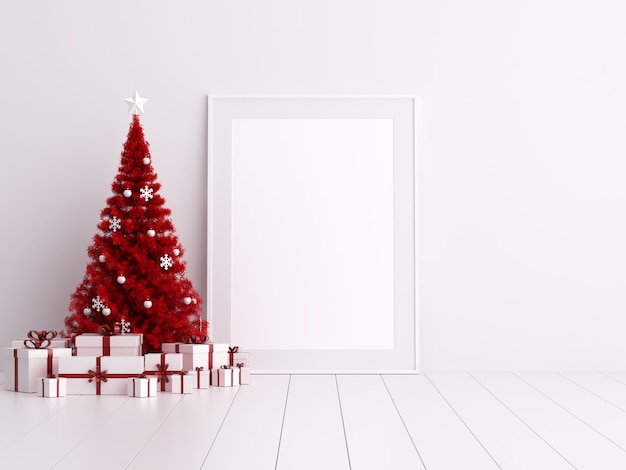 Mock Up Poster Frame con decorazione di Natale Inverno e Santo Stefano