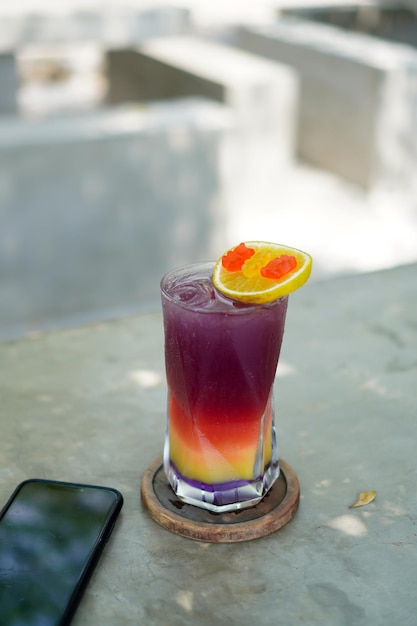 Mocktail di uva e arancia con Jelly candy bevande sfondo