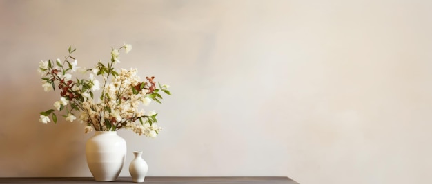 Mockup con spazio vuoto e vaso con fiori composizione natura morta composizione floreale primavera