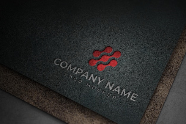 Mockup del logo in close-up su carta nera