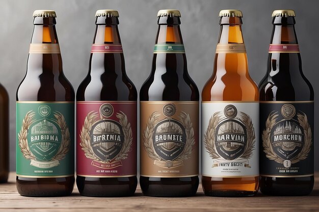 Mockup del marchio della birreria Presenta il logo sulle etichette della birra Le maniglie del rubinetto e la segnaletica della birra