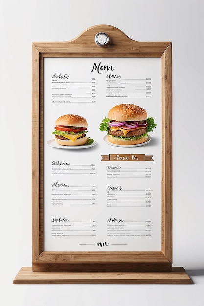 Mockup del menu del ristorante Personalizza i disegni del menu su sfondi bianchi in bianco