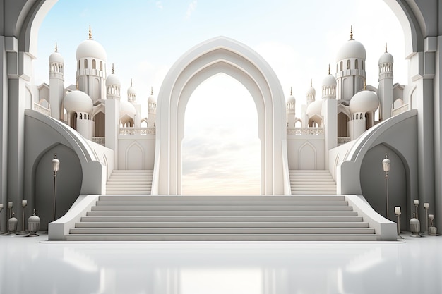 mockup del palco del podio a tema ramadan